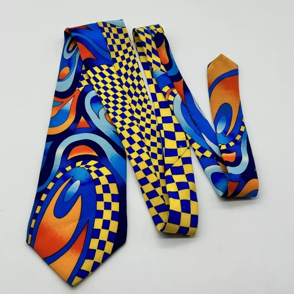 Multicolor Abstract Men's Necktie - Picture 4 of 6